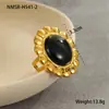 Anillos de Acero Inoxidable Imitación Ágata Transfronterizos Europeos y Americanos, Estilo Retro, Gama Alta, Lujo Ligero, Anillos de Acero de Titanio Modernos, Accesorios para Manos al por Mayor