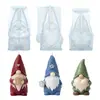 Molde de resina para arranjo de flores de gnomo de desenho animado de Natal, molde de silicone para vela de gesso perfumada de elfo sem rosto usando chapéu DIY