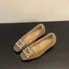 Versão Coreana 2025 Sapatos de Salto Baixo com Strass Estilo Francês para Mulheres, com Aumento Oculto de Altura, Sapatos Quentes Peludos Forrados com Lã para Outono e Inverno, Elegantes e Versáteis