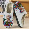 Pantuflas de Algodón para Hombre Otoño Invierno Calientes Pantuflas de Casa Pantuflas de Felpa de Algodón Estampadas de Comercio Exterior para Mujer POD Venta al por Mayor Transfronteriza JIT Dropshipping