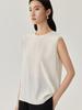 Camiseta sin mangas de seda morera de verano con cuello redondo de seda, camiseta básica sencilla y moderna de color liso para mujer