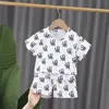 Estilo Nuevo de Verano Conjunto para Niños Niños Estilo Coreano Moda Casual Versátil Elegante Conjunto de Dos Piezas Top de Manga Corta Moderno