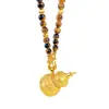 Retención de Color Alta Nuevo Estilo Chino Bolsa de Terciopelo Incrustada con Diamantes Collar de Piedra Ojo de Tigre Calabaza Cadena de Suéter Fulu Estilo Chino CNC para Mujer