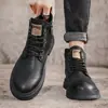 Botas Martin para Hombre Otoño e Invierno Nuevas de Caña Alta Cuero Zapatos de Herramienta para Exterior Estilo Americano Casual a la Moda Suela Gruesa Zapatos de Hombre