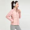 Jaqueta Curta de Penas de Alta Qualidade para Mulheres, Moda de Inverno com Gola Alta, Quente com 90% de Penas de Pato Branco, Lulu Yoga Wear, Jaqueta de Caminhada