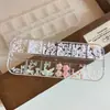Decorações de Unhas Tendência 12 Compartimentos Strass para Unhas Flor Rosa Gelo Transparente Laço Pérola Strass Redondo Strass de Fundo Plano para Unhas Postiças