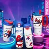 Copo Térmico Série Homem-Aranha Masculino Aço Inoxidável 316 Copo com Dupla Palhinha Estudante Grande Capacidade Portátil Copo Ice Buster