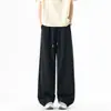 Pantalones casuales de seda helada para hombre de verano, pantalones versátiles de pierna recta, holgados y sencillos, con un diseño fresco, de secado rápido, transpirable y ligero