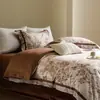 Funda de edredón de algodón puro de alta gama europea para todas las estaciones, sábana bajera de algodón completo, amigable con la piel, satén, para dormir sin ropa, algodón de fibra larga, algodón australiano, juego de cuatro piezas
