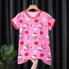 2022 Nuevo camisón de niña verano fino manga corta dibujos animados lindo niños medianos y grandes niñas pijamas ropa de casa