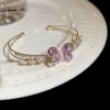 Pulseira Aberta Borboleta de Zircônia Moda para o Dia a Dia Versátil Fresca Doce Pulseira Luxo Leve Toque de Alto Padrão Joia de Mão para Mulheres