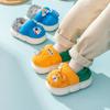 Pantufas de algodão para bebês, pantufas de desenho animado de urso, forradas com lã, sapatos de algodão para bebês, sapatos de salto alto para meninos, sapatos internos