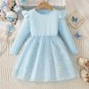 Comercio Exterior Vestidos Personalizados para Niñas Moda Primavera y Otoño 2026 Elegante Vestido de Princesa Vestido de Malla de Copo de Nieve para Niños