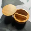 Los Artículos de Cocina Más Vendidos de Amazon Simple y Moderno Hogareño Dos Capas Separadas Giratorio Salero Recipiente para Condimentos con Cuchara