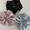 Scrunchie de Cetim com Contas Artesanal de Alta Qualidade Estilo Francês Temperamento Elegante Rabo de Cavalo Baixo Elástico de Tecido para Mulheres