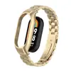 Adequado para Pulseira Xiaomi Mi Band 8, Pulseira de Aço Inoxidável Sólido com Três Contas, Pulseira de Metal Versão Cerâmica Xiaomi Mi Band 9
