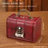 Caixa de armazenamento de madeira vintage com cadeado, organizador portátil para arquivos e joias, organizador de mesa para itens diversos, ornamento decorativo