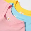 Camiseta Infantil de Algodón Puro Pesado con Logo Impreso, Guardería Blanca Pura Cuello Redondo Manga Corta Venta al por Mayor Verano