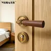 Cerradura de puerta de madera de nogal de lujo ligero estilo francés para uso en interiores en dormitorios, cocinas y baños, manija de puerta dividida universal para el hogar
