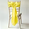 Tela para respaldo de silla de satén de imitación al por mayor de fábrica, cinta de satén específica para hotel, lazo de banderola floral para respaldo de silla de banquete de bodas