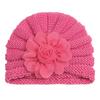 Sombrero de Punto con Flor de Color Sólido Estilo Nuevo Europeo y Americano para Bebé Sombrero de Punto Grueso Cálido para Niños Lindo Sombrero para el Cabello de Bebé con Flor