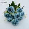 Rosa rizada de 9 cabezas, rosa imperial de concubina, flor de imitación, fila de flores para boda, arte floral, decoración suave para fiestas, flor falsa
