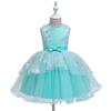 Vestido de Noite Infantil, Vestido Infantil, Saia de Tule, Saia Tutu, Bordado com Padrão de Laço, Festa de Aniversário Coro