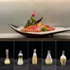 Presentación de Arte de Mariscos con Copa de Hielo Seco, Botella Decorativa, Botella Transparente de Jade, Botella de Hielo Seco, Botella Pequeña Esmerilada, Adorno de Decoración de Plato de Hotel