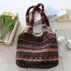 Bolsa de Ombro Pelúcia Estampada Retro Outono e Inverno Estilo Coreano Bolsa Tote de Bolinhas Grande Capacidade Bolsa de Compras Portátil Bolsa de Lona para Mulheres