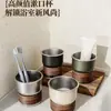 Vaso para enjuague bucal de madera de nogal, vaso para cepillo de dientes de acero inoxidable, vaso para cepillo de dientes doméstico estilo vintage, vaso de lavado elegante para parejas