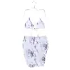 Bikini de Tres Piezas Estilo Coreano Estilo Puro Deseo con Estampado para Mujer, Falda Ajustada que Resalta las Caderas, Traje de Baño Sexy para Vacaciones