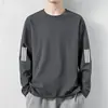 Camiseta deportiva casual para hombre de manga larga con estampado, moderna para adolescentes, adecuada para todas las estaciones, cuello redondo, top básico de manga larga
