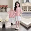 Camiseta Informal de Manga Corta con Letras Estilo Coreano para Niños Grandes, Falda de Encaje Dulce de Verano, Conjunto de Dos Piezas de Princesa