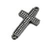 Accesorios de joyería transfronterizos hechos a mano DIY Hip hop japonés y coreano Pulsera de suéter de cobre con circonita incrustada Cruz Hueca de Doble Agujero