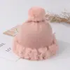 Chapéu de Tricô com Pelo Sintético de Visão Cruzada Fábrica de Origem Atacado Outono e Inverno Chapéu Frio à Prova de Vento Para o Trabalho Cor Sólida Circunferência da Cabeça Grande Chapéu de Puxar