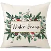 Juego de Fundas de Almohada Transfronterizas para Navidad Europea y Americana, Funda para Cojín de Sofá de Sala de Estar, Funda para Almohada de Cintura con Reno Papá Noel Árbol, Suministro de Fábrica