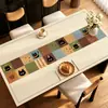 Mantel de Mesa de Cuero Estilo Retro de Dibujos Animados, Impermeable, Resistente al Aceite, Lavable, Tacto de Alta Gama, Protector Anti-Quemaduras para Escritorio de Mesa de Café