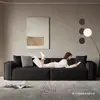 Sofa Pequeno Simples para Casa Estilo Minimalista Moderno Cor Creme Tecido Italiano Linha Reta Bloco de Tofu Sala de Estar