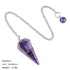 Pingente Pêndulo de Cristal Natural Transfronteiriço 38mm Hexagonal Cônico de Ponta Única Pedra Preciosa com Corrente para Yoga Meditação e Sintonização de Frequência