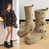 Botas de Mujer de Suela Gruesa Dos-Usos 2025 Otoño e Invierno Nueva Moda Versátil Cómodas Casuales Slim Botines Medianos para Mujer