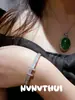 Joyas: Collar Colgante Buda de Crin de Caballo y Ágata Calcedonia Verde, Estilo Chino Comparable al Jade, Conjunto de Pulseras de Diamante Brillante con Forma de Calabaza