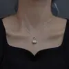 Collar con Cuentas de Pan de Albaricoque de Plata de Ley S925 para Mujer Verano Lujo Ligero Moda Cadena de Clavícula de Gama Alta Colgante de Bolsa de la Fortuna para el Cabello