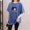 Camiseta de Manga Corta Estampada de Moda para Mujer, Estilo Nuevo Verano 2026, Longitud Media, Corte Holgado, Tallas Grandes, Top Adelgazante