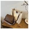 Bolso de Gran Capacidad Bolso Tote de Moda para Mujer Otoño 2024 Nuevo Bolso General Color Sólido Estilo Occidental Combinable Bolso de Hombro Único