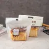 Bolsa para pan de molde auto-sellante portátil 450g ventana transparente bolsa para pan de leche pura cepillada boca con cremallera bolsa para alimentos para hornear