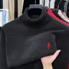 Suéter de Veludo para Ferrets com Forro de Lã para Homens, Novo para Outono e Inverno, Bordado Exquisito, Quente, Gola Alta, Malha Base Grossa para Homens