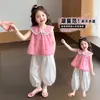 Conjunto de Verano sin Mangas para Niñas 2026 Nuevo Elegante Bebé Floral Muñeca Camisa Niños Verano Kt Cat Conjunto de Dos Piezas