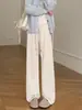 Calça feminina de veludo cotelê wide leg, novo estilo outono 2026, com caimento justo e fluidez, feita de tecido chenille, adequada para uso casual e esportivo