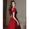 Vestido de Brindis de Novia 2026 Nuevo Otoño Princesa Fugitiva Rojo Compromiso Boda Vestido de Brindis Vestido Largo