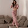 Conjunto de Dos Piezas para Mujer de Punto con Cinturón y Pantalones de Manga Larga, Pijama de Estilo Europeo y Americano, Novedad Otoño 2026 Transfronterizo